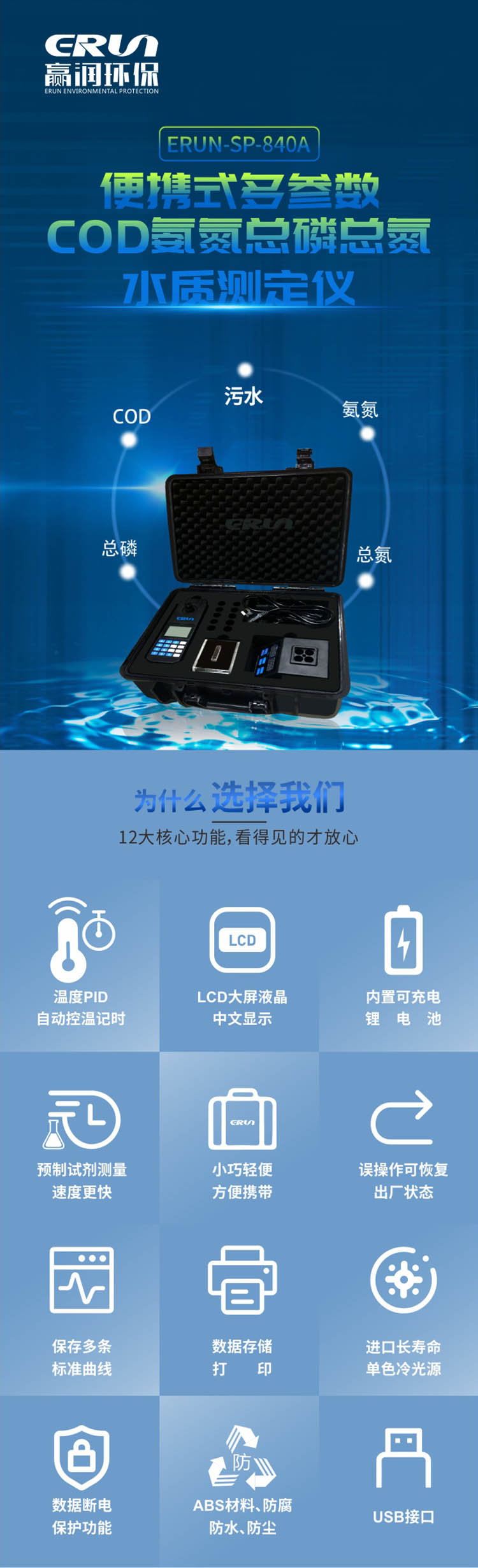 便攜式多參數(shù)COD、氨氮、總磷、總氮水質(zhì)測定儀